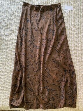 Nordstrom Brown and Black Maxi Skirt with Abstract Print